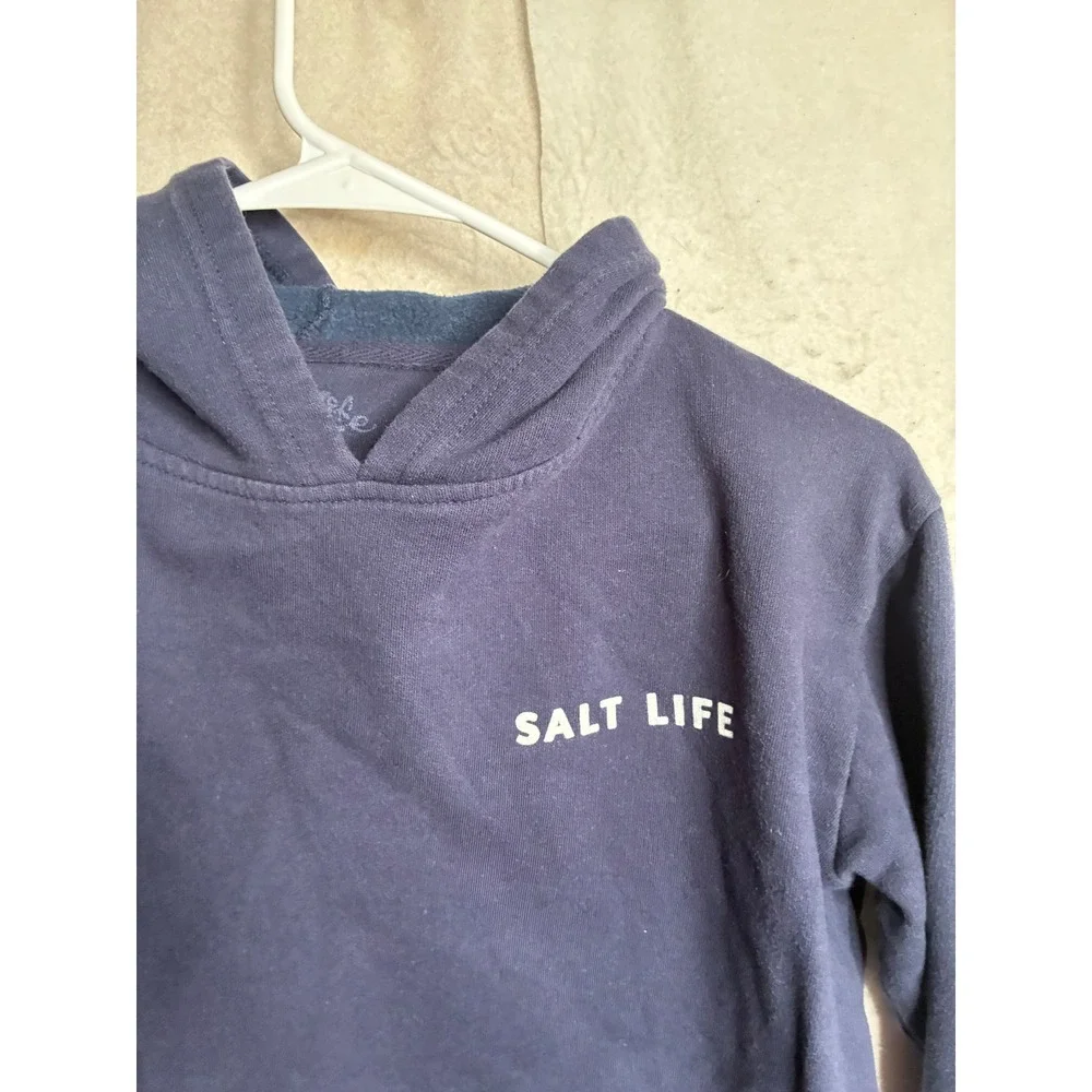 Salt Life Kids Youth XL Navy Blue Marlin Graphic Fleece Hoodie Sweatshirt 8017